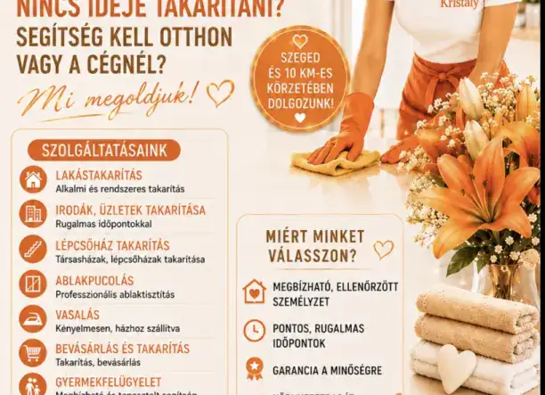 Ön pihen, mi ragyogó tisztaságot teremtünk!