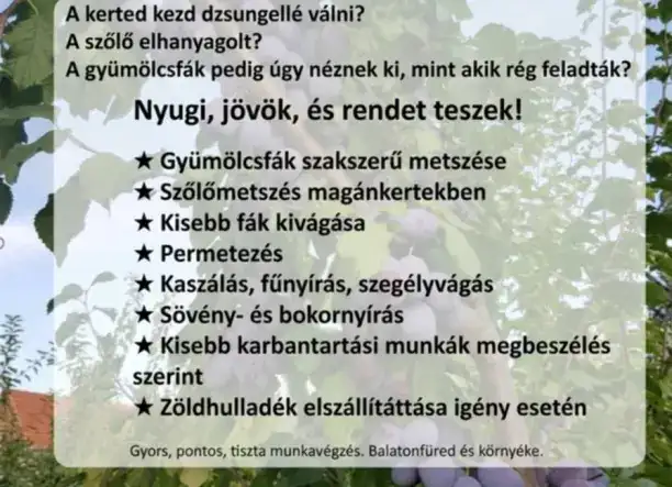 Kertfenntartás Balatonfüred és környékén