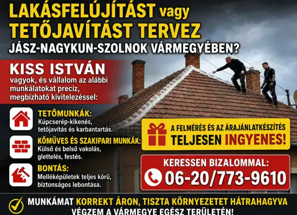 Lakásfelújítás, tetőjavítás - Legyen korrekt az ár, szép a lakás!