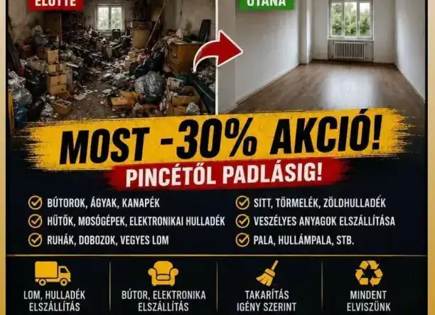 Lomtalanítás, házkiürítés, veszélyes hulladék elszállítása