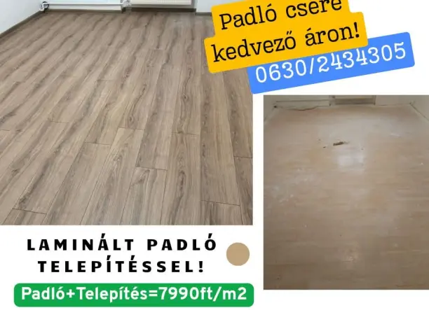 Laminált padló lerakással kedvező áron!