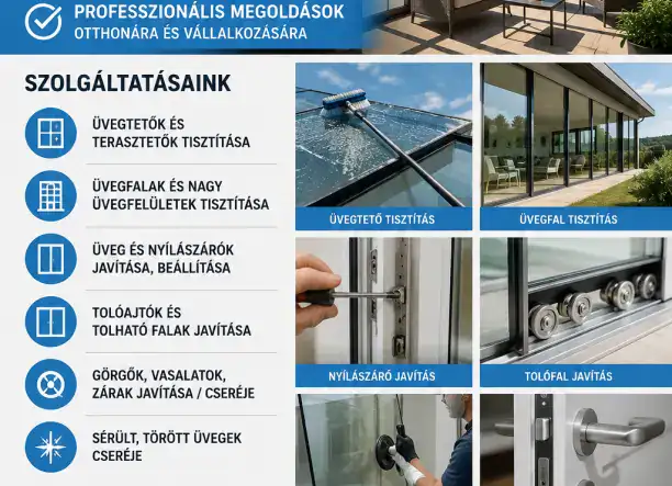 Tetők, üvegfelületek takarítása, karbantartása