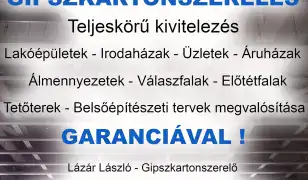 Gipszkartonszerelés - garanciával!