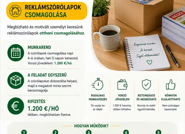 Otthonról végezhető munkák/szórólapok csomagolása