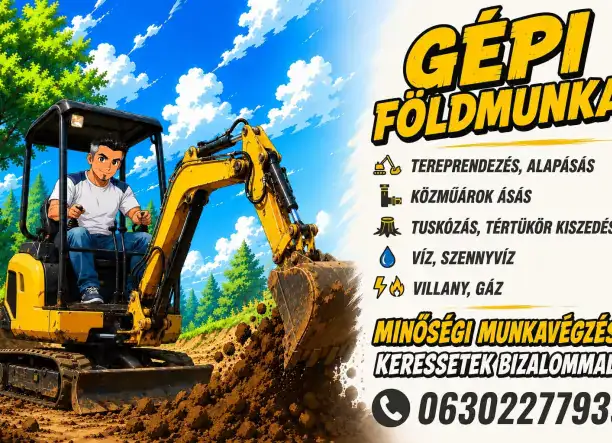 Gépi földmunka mini kotróval