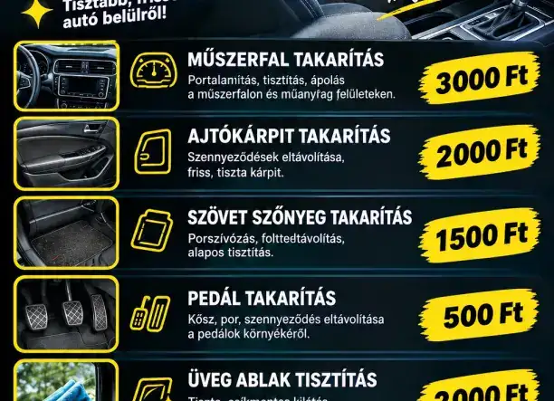 Autó belső, kézi takarítása Szegeden
