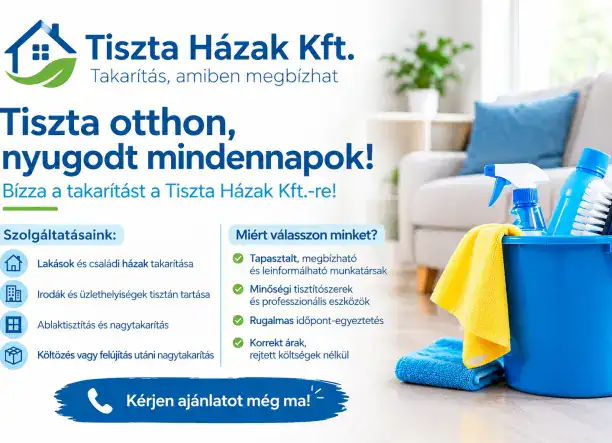 ✨ Tiszta otthon, nyugodt mindennapok – bízza ránk a takarítást!