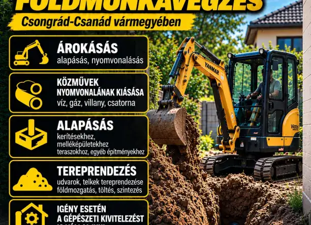 Minikotrós gépi földmunka Szegeden és környékén