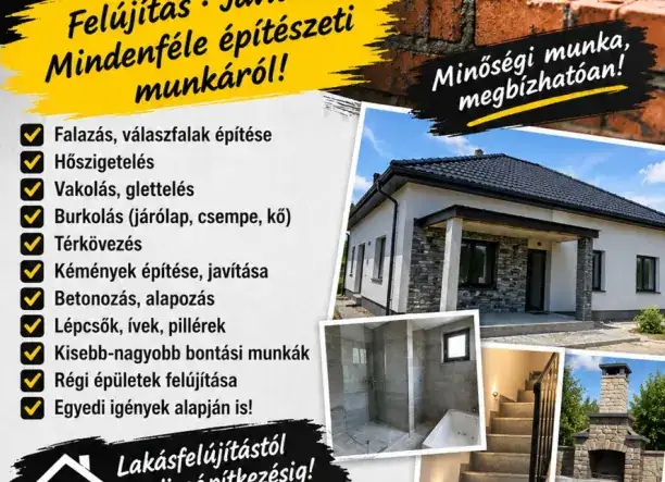 Kőműves munka, felújítás, burkolás Budapesten