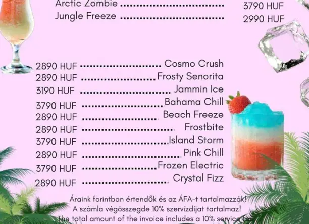 Frozen koktélok a Paradise Shisha Barban