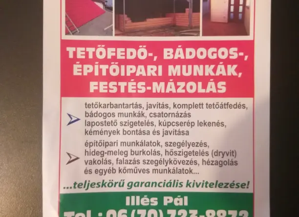 Tetőfedő Bádogos kőműves