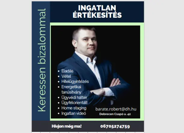 Ingatlan értékesítő Debrecen és környékén