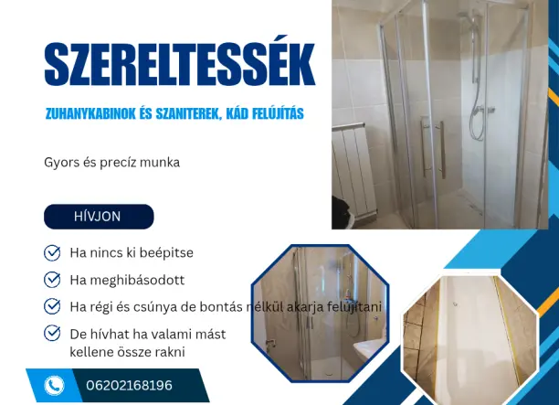 Zuhanykabin és más szaniterek