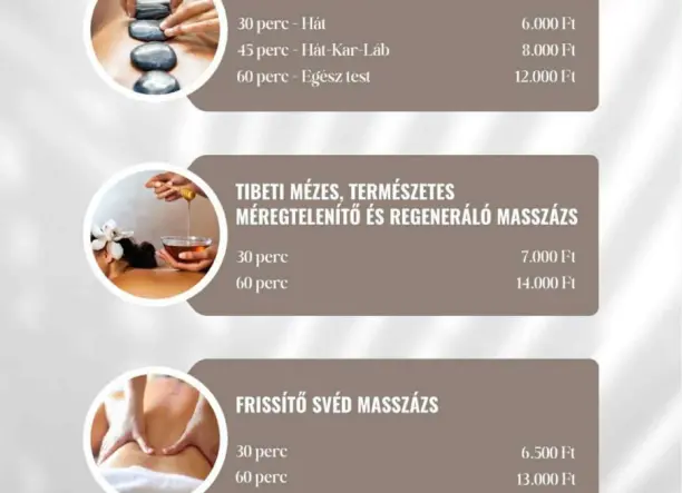 Lávaköves masszázst, frissítő svéd masszázst és tibeti méregtelenítő méz masszázst vállalok!