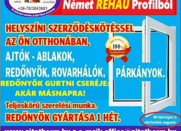 Műanyag Nyílászárók - Redőnyök - Rovarhálók