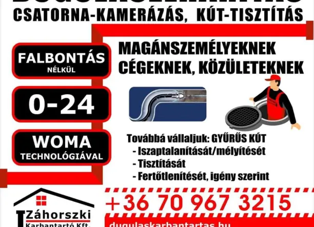 Gyors Duguláselhárítás/ Csatorna-kamerázás