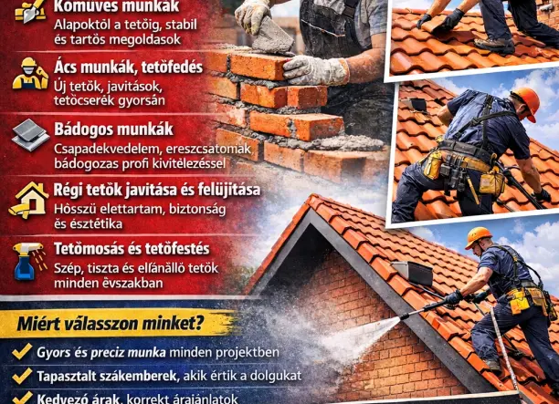 Tetőfedő Bádogos Építő ipari munkálatok