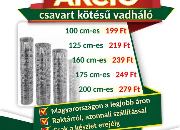 VADHÁLÓ AKCIÓ!!! Drótfonat, drótháló, kerítés építés, betonoszlop, kapu