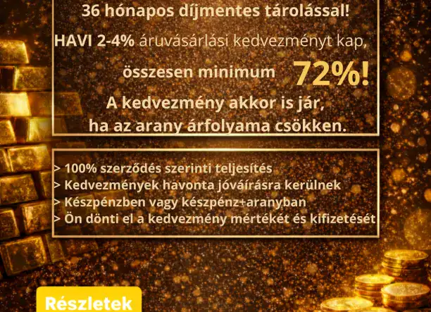 Befektetés - Aranyvásárlás kedvezménnyel