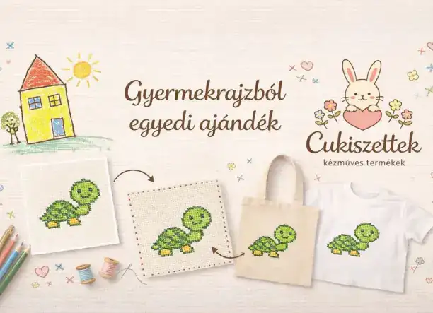 Egyedi hímzett termékek gyermekrajz alapján 7.990