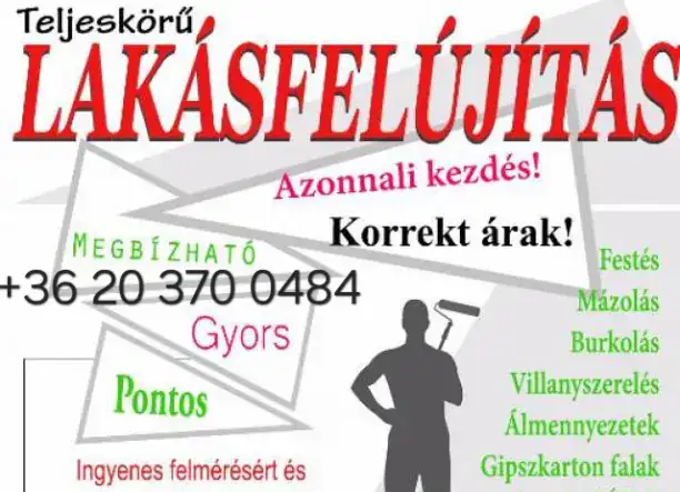 Teljes körű lakásfelújítás.