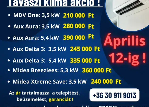 Tavaszi klíma akció április 12-ig.