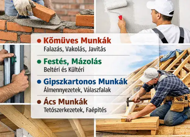 Építőipari munkákat vállalok – Kőműves, Festő, Gipszkartonos, Ács!