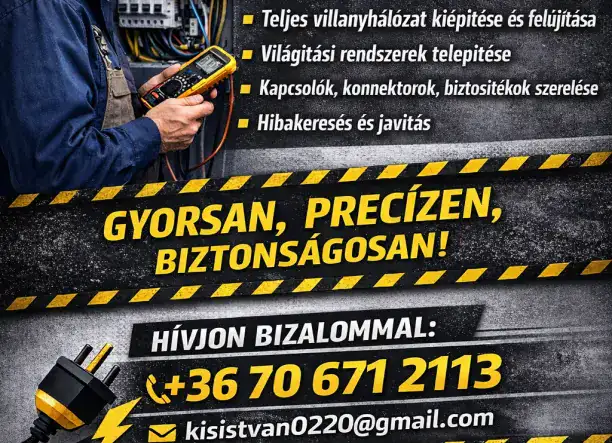 Teljes villanyhálózat kiépítése és felújítása