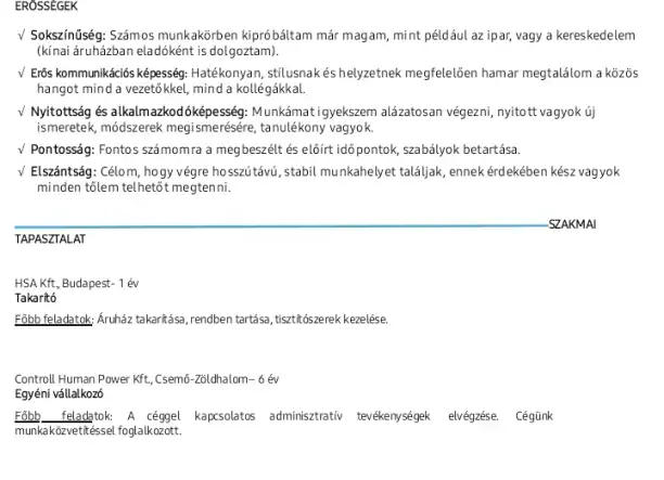 Takaritást vállalok magán személyeknél