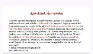 Ablak- és árnyékolástechnikai megoldások teljes körű kivitelezéssel!