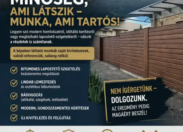 Bitumenes szigetelés, Acél szerkezet szerelés, Lindab lemezelés