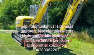 Autóbeálló térkövezése, földmunkák, kertépítés