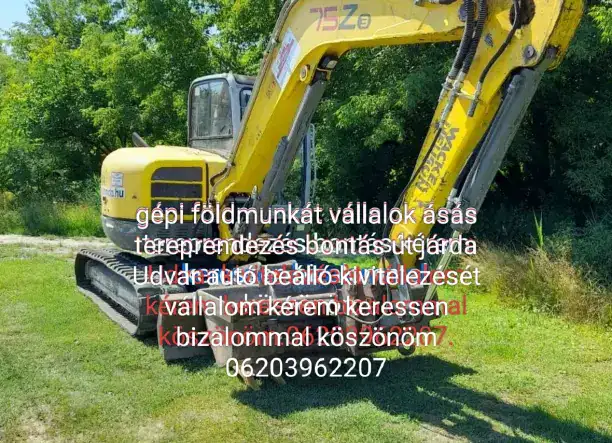 Autóbeálló térkövezése, földmunkák, kertépítés
