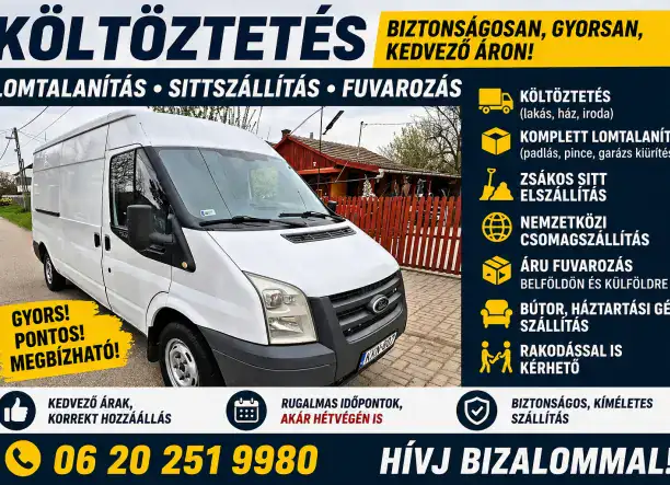 Költöztetés, zsákos sittszállítás