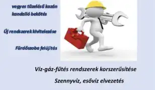 Víz-gáz központi fűtés szerelés, fürdőszoba felújítás