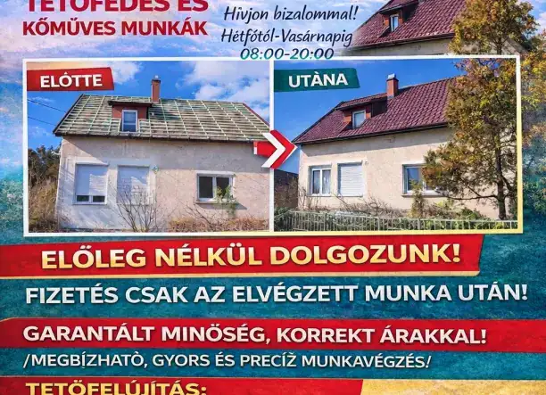 Ács, tetőfedő, bádogos munkát vállalok országosan