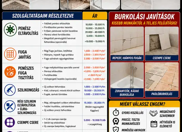Penész, fuga vagy burkolat probléma? Gyors és szakszerű megoldás egy helyen! 🔥