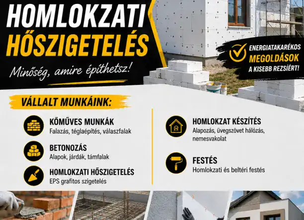 Homlokzati hőszigetelés szakszerű kivitelezéssel!