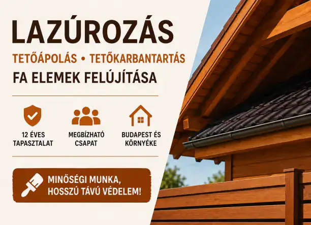 Lazúrozás • Tetőápolás • Tetőkarbantartás • Fa szerkezetek felújítása