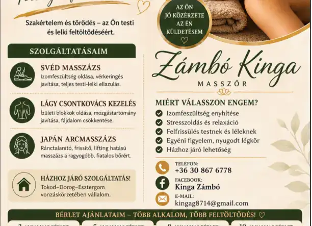 Masszázs - Az Ön jó közérzete, az Én küldetésem!